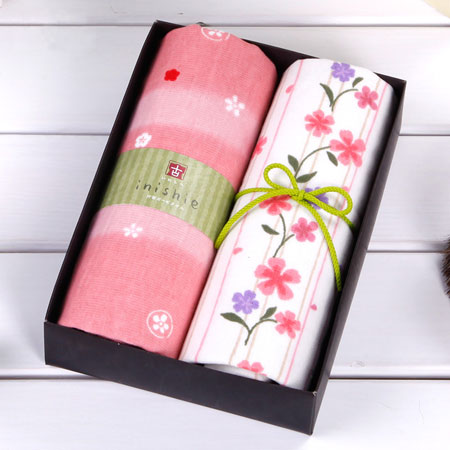 日本和花纹2条装毛巾礼盒
