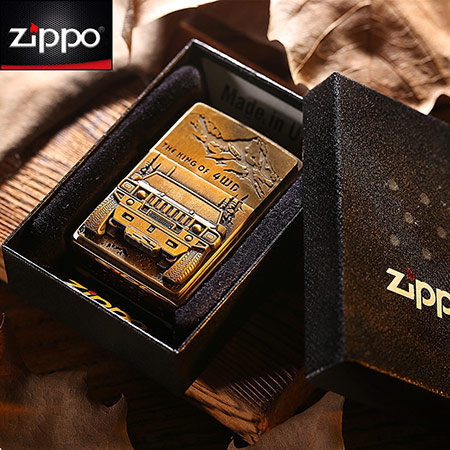zippo纯铜吉普打火机