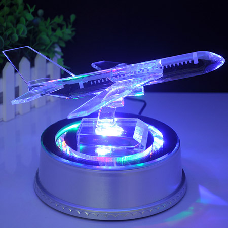 DIY水晶飞机摆件 音乐发光