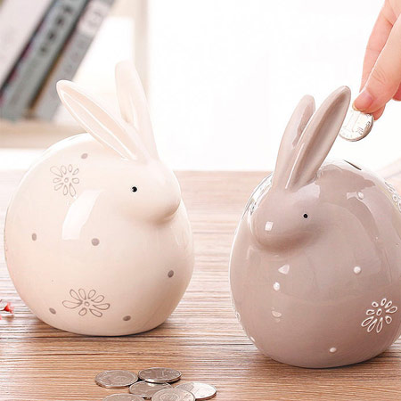 北欧陶瓷兔存钱罐
