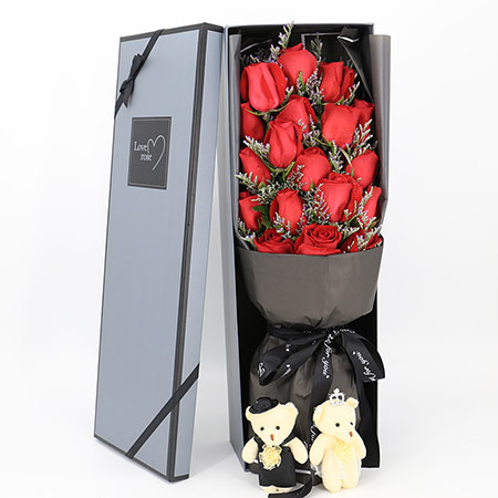 19朵玫瑰花礼盒包装