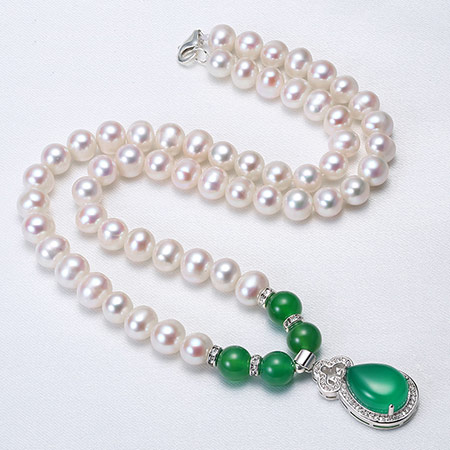 绿玛瑙珍珠项链