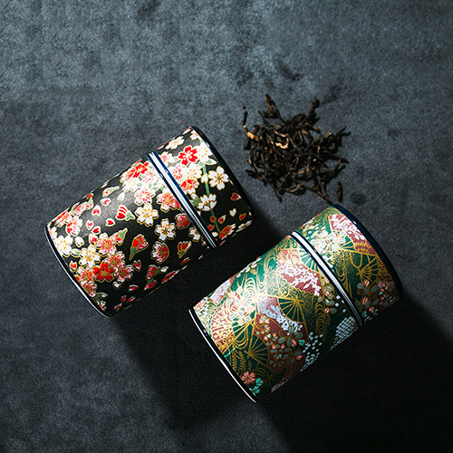 日式仿珐琅彩茶叶罐