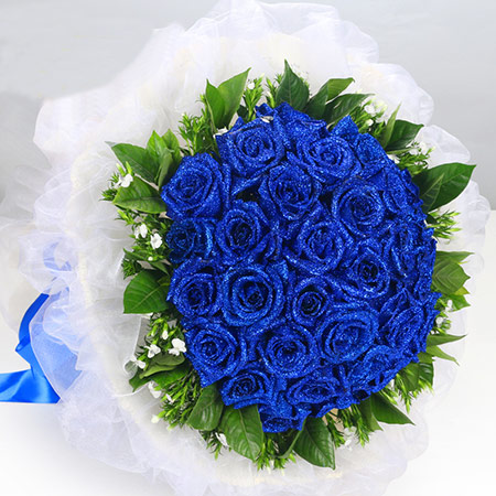 蓝色妖姬鲜花花束