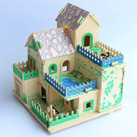 木质房屋拼图模型