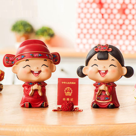 中式婚庆情侣娃娃摆件