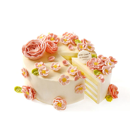 小桃红裱花生日蛋糕