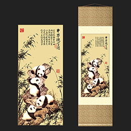 中国风丝绸卷轴画