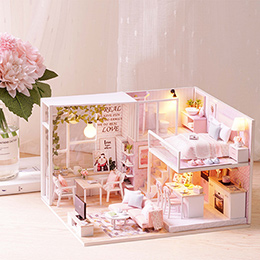 DIY粉色拼装小屋